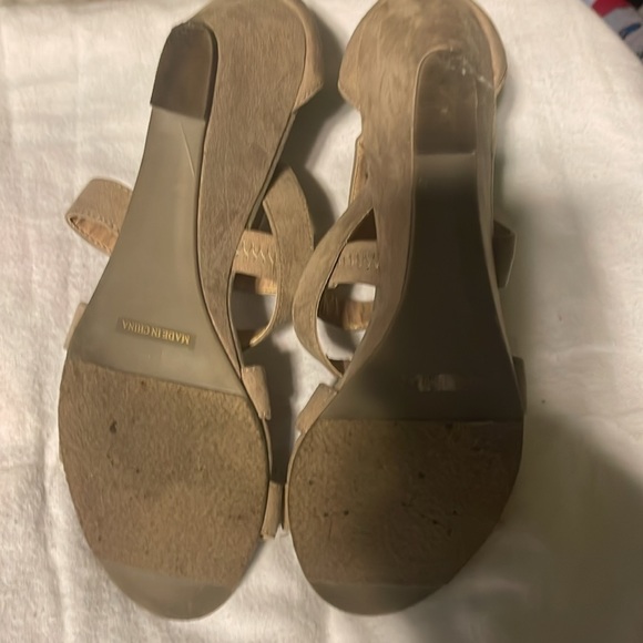 Just Fab Tan Suede Cutout Wedges worn once. - Picture 4 of 6
